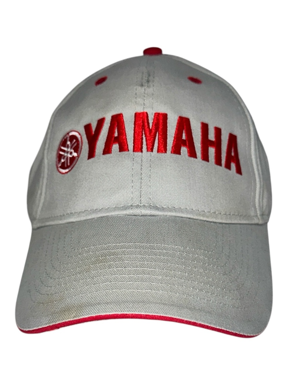 Yamaha Beige Adjustable Baseball Cap Red Embroidered Logo Dad Hat